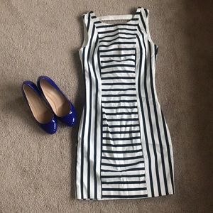 Navy and white dress